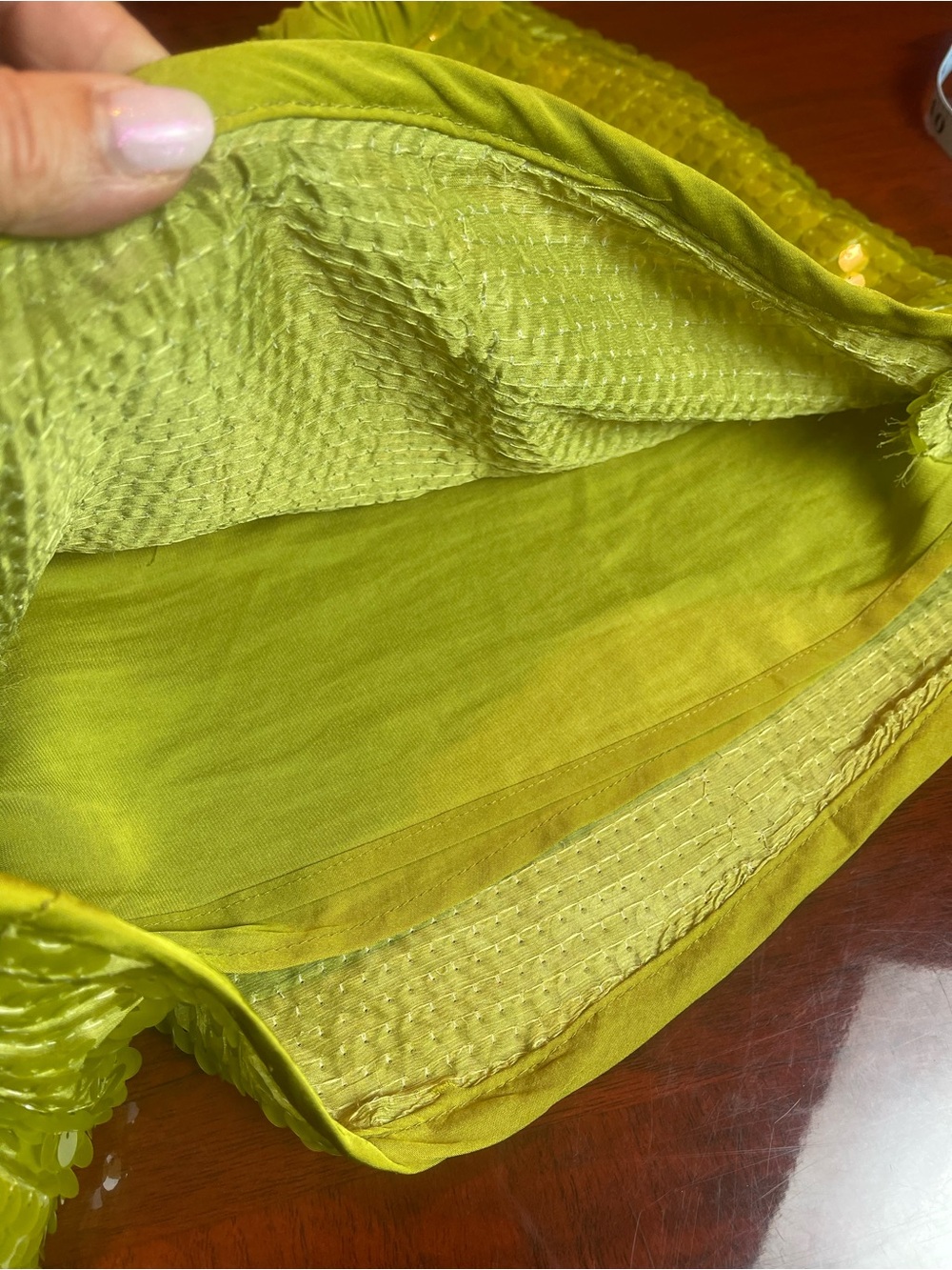 Free people Wisteria sequin shorts w Drawstrings Green Sz XS oversized Festival - Picture 13 of 15